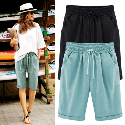 Summer casual pants women's five-point pants thin section outside the pants