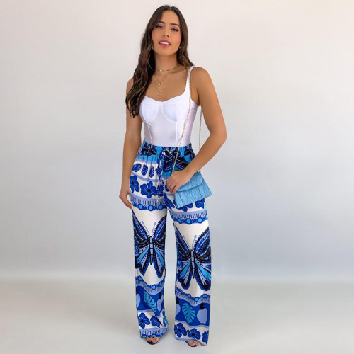 New high waist wide leg trousers skinny straight beach trousers