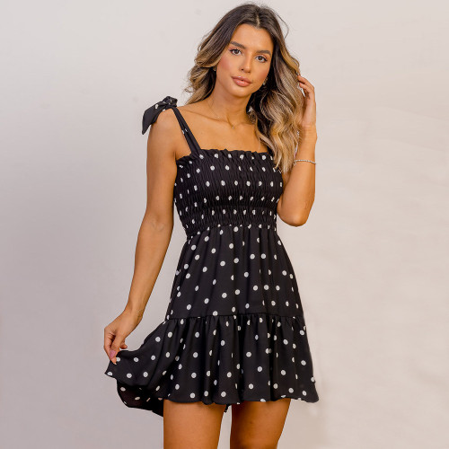 New dress sexy polka dot print halter dress slim and thin temperament short dress