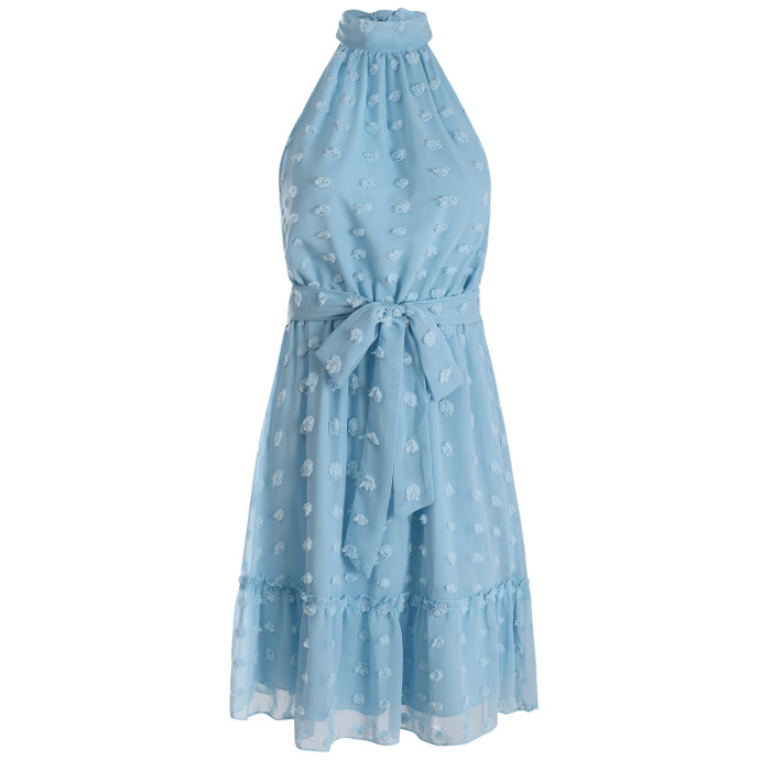 New spring/summer jacquard hollow skirt hanging chiffon dress