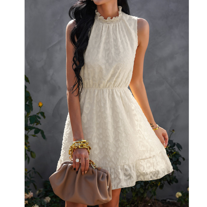 Summer new casual skirt chiffon lace jacquard dress