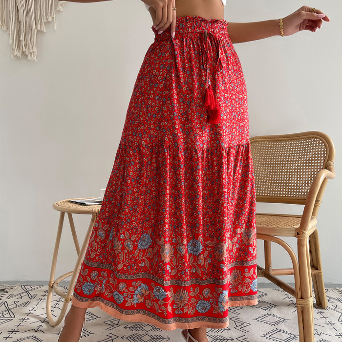 Bohemian hemline bustier 2022 summer casual holiday skirt