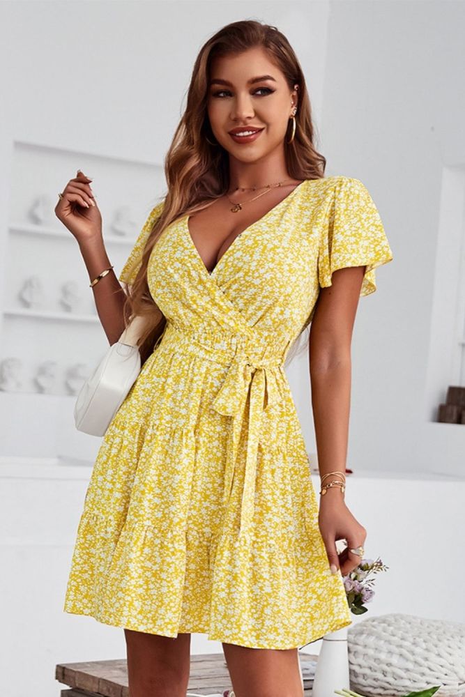 Wrap Dresses 2022 Summer Floral Gas Large Swing Dress Casual