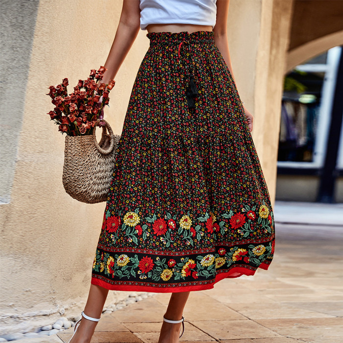Bohemian hemline bustier 2022 summer casual holiday skirt