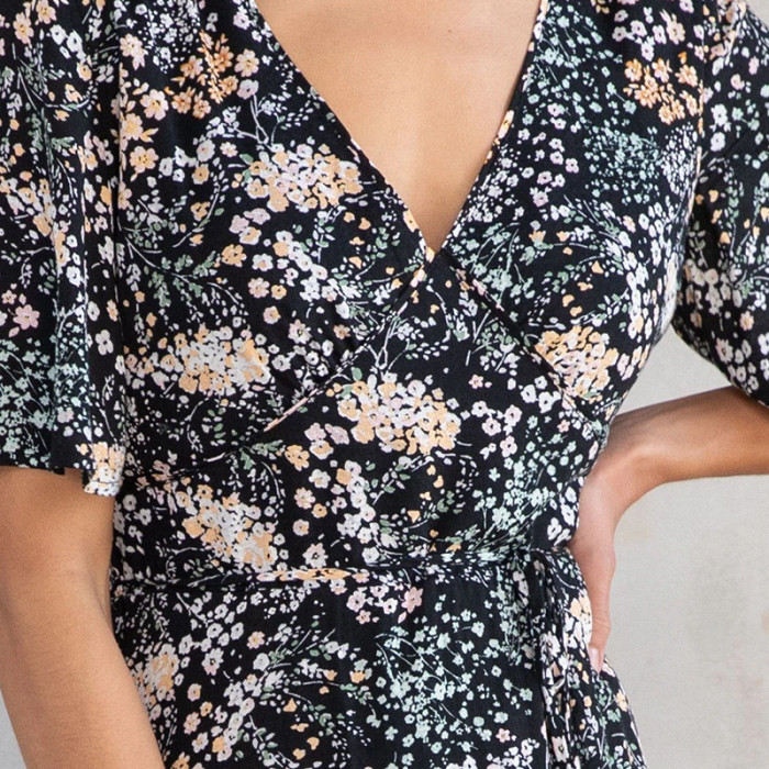 Summer new small floral print short-sleeved dress