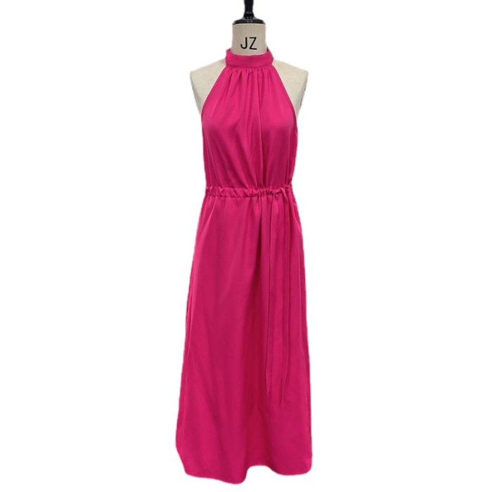New casual resort style summer solid colour long dress women