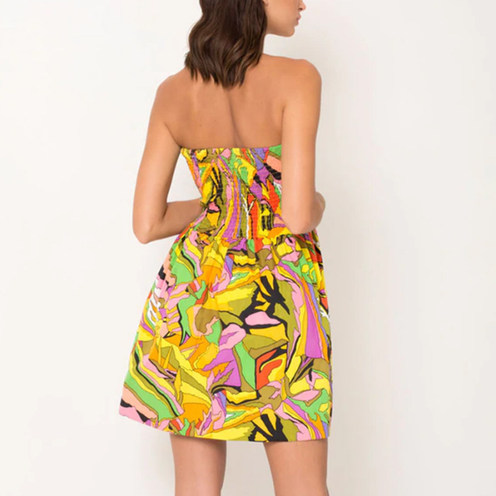 Summer new short dresses women's print bustier sexy dresses