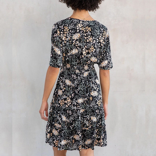 Summer new small floral print short-sleeved dress