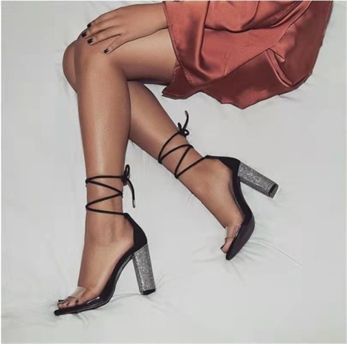 Summer new high heel one word buckle strap sexy fashion women sandals