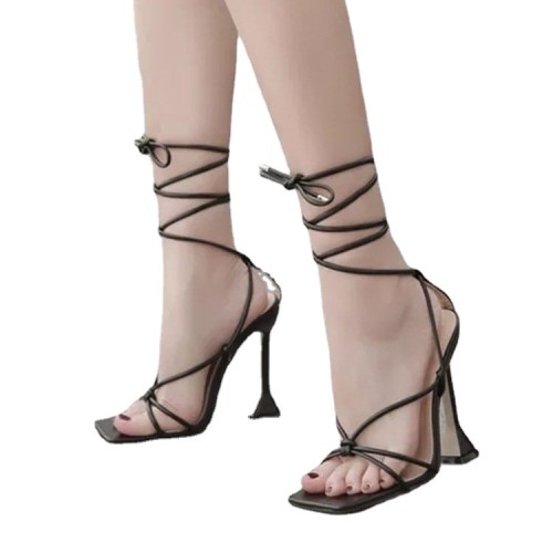 Summer new fine high heel straps square head fashion sandals