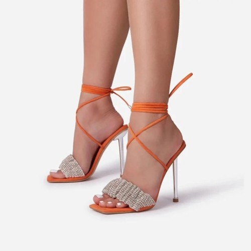 Summer new super thin high heel straps square head sexy fashion female sandals