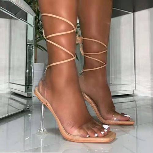New summer fine high heeled strappy sequined fashion sandals