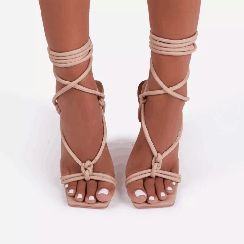 Summer new high heel lace-up square head sexy fashion female sandals