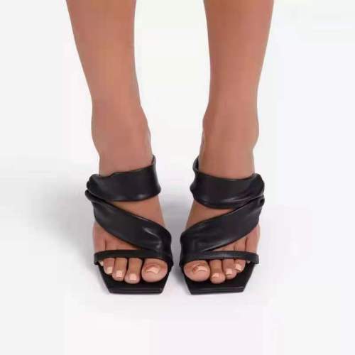New summer chunky heeled T-shaped square toe fashion sandals