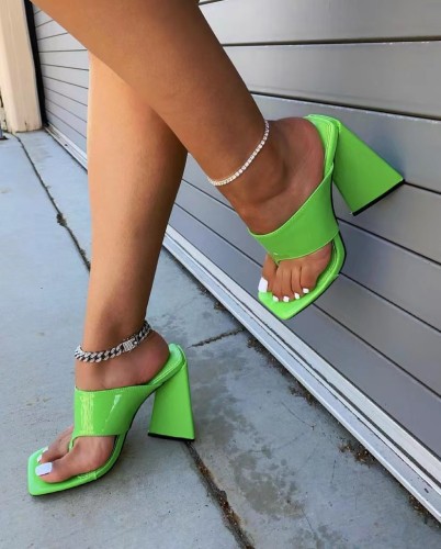 Summer new thick high heel clip toe square head sexy fashion female sandals