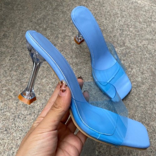 Summer new fine high heel square head sequins sexy fashion female sandals