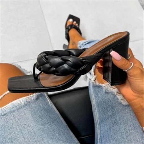 Summer new thick heel clip toe herringbone sexy fashion female sandals