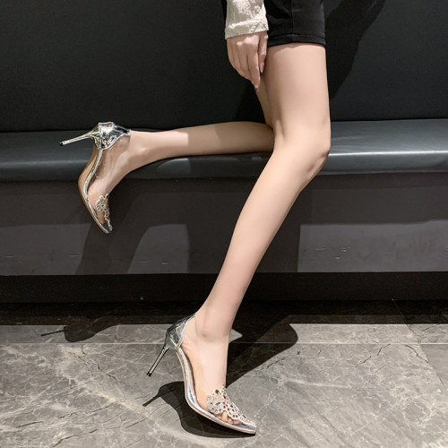 Summer new high pointed toe sequins pearl drill fashion female sandals