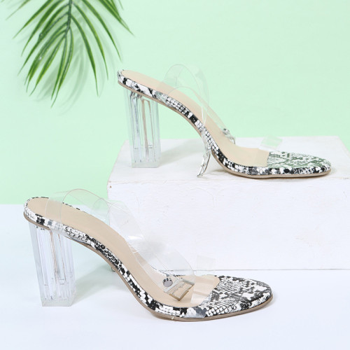 Summer new crystal heel sequin buckle strap fashion women sandals