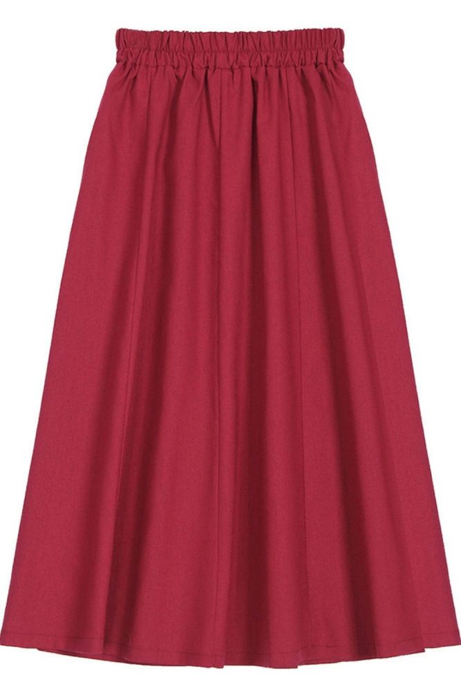 New solid colour elastic waist casual solid colour long half body skirt A-line skirt