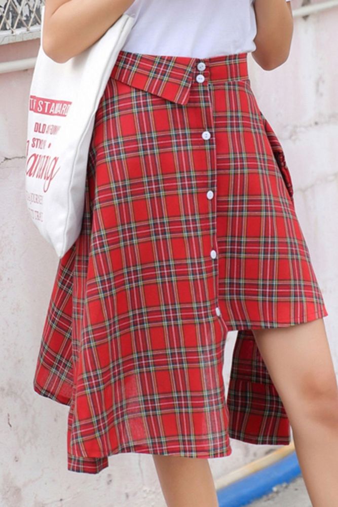 Trendy check cardigan single-breasted chic casual half-body dress