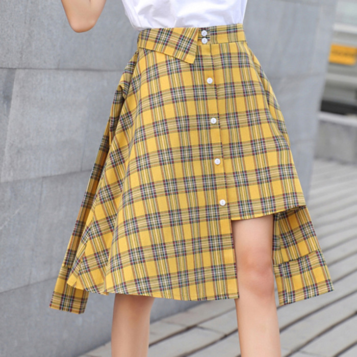 Trendy check cardigan single-breasted chic casual half-body dress