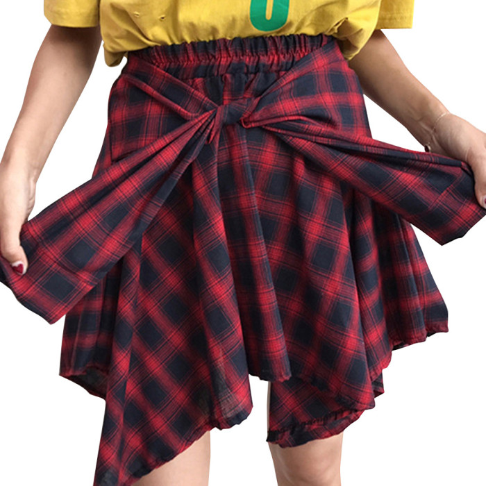 Summer women's casual new women's trend plaid half-body skirt short skirt