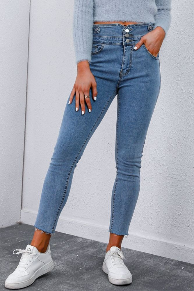 New high waist jeans small footed trousers hundred pencil trousers female
