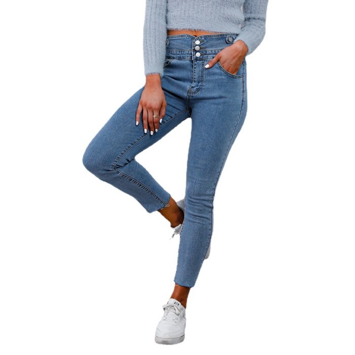 New high waist jeans small footed trousers hundred pencil trousers female