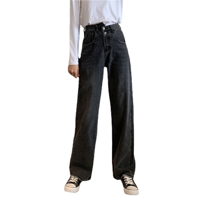 Jeans Women's Straight Leg Pants Loose Drapey Drag Pants Long