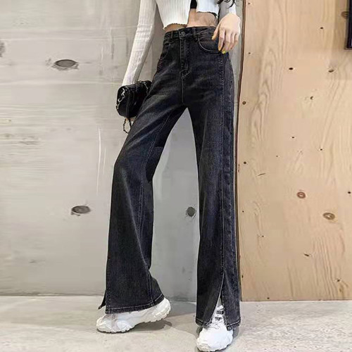 New High Waist Jeans Straight Loose Dragging Denim Trousers