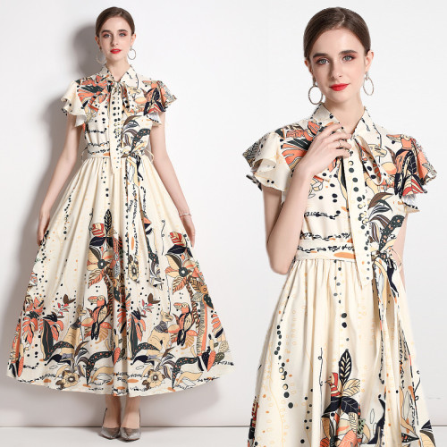 Personalised vintage print A-line maxi dress