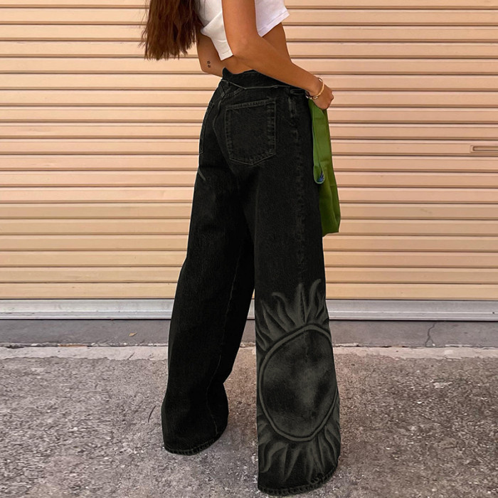 New street style draped straight-legged high-waisted trousers