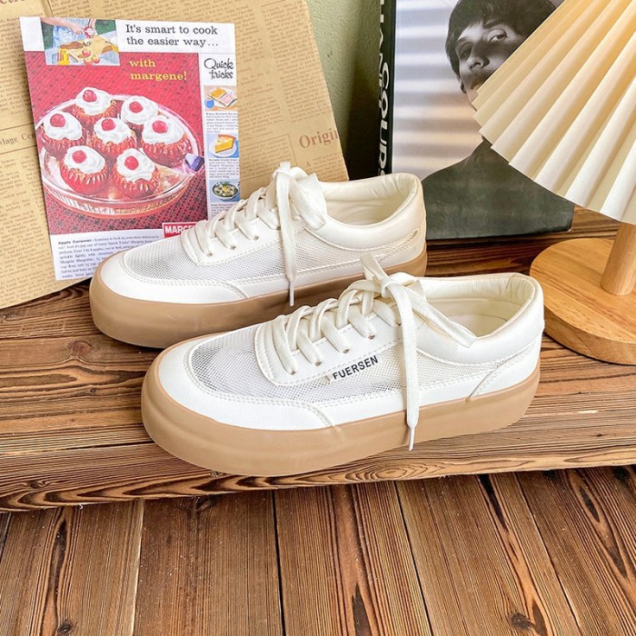 Spring new mesh and thick bottom canvas shoes