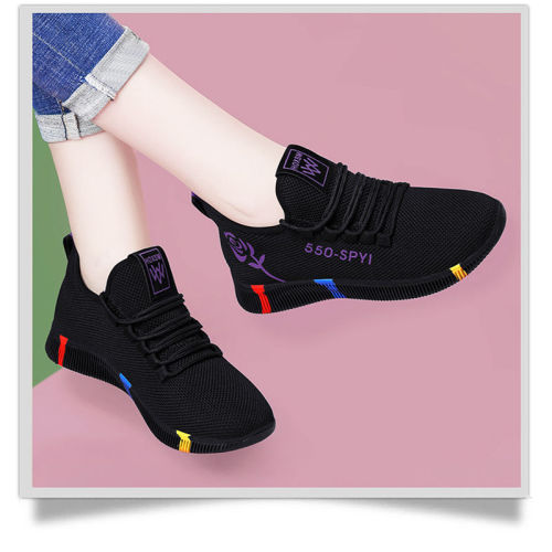 Autumn new breathable non-slip fashion casual running shoes black sports shoes