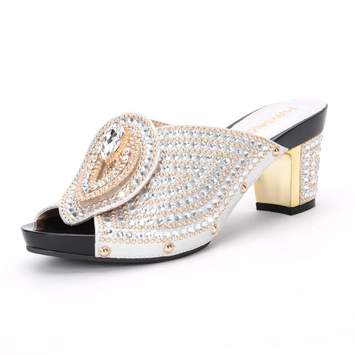 Summer Women's Luxury Rhinestone Heels and Bags to Wear to a Wedding Christmas Party