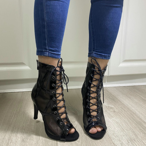 Sexy open toe zip lace up high heels summer sandals