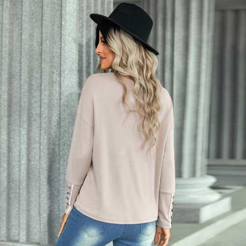 New solid colour loose tops fashion casual round neck shirts