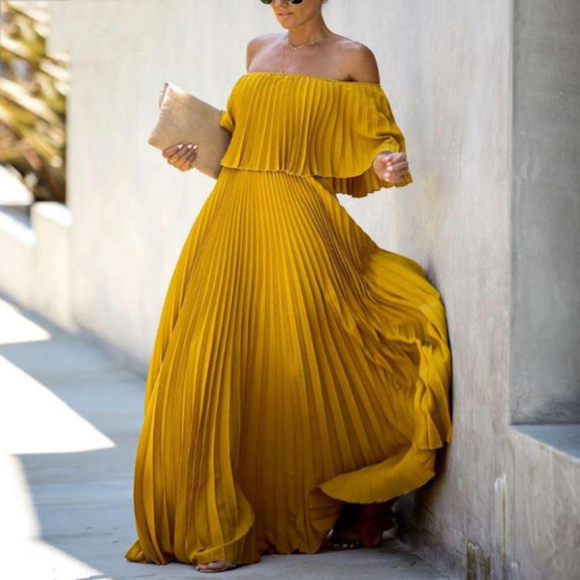 Sexy Strapless One Shoulder Pleated Chiffon Party Dress