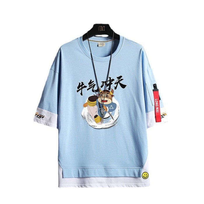 Summer Youth Street Hip Hop Japanese Student Loose Half Sleeve Shirt