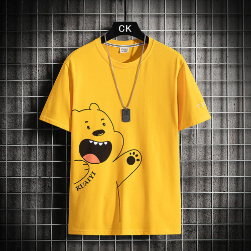 Summer youth Japanese simple round neck cotton short sleeve loose couple shirt t-shirt