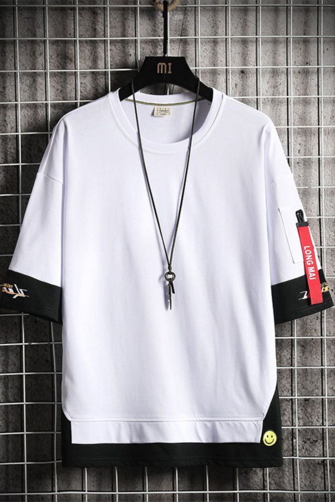 Men's summer fashion tops youth street hip hop round neck cotton T-shirt men