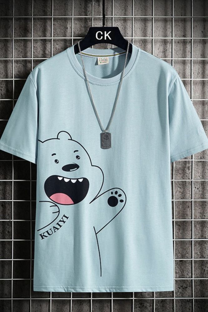 Summer youth Japanese simple round neck cotton short sleeve loose couple shirt t-shirt