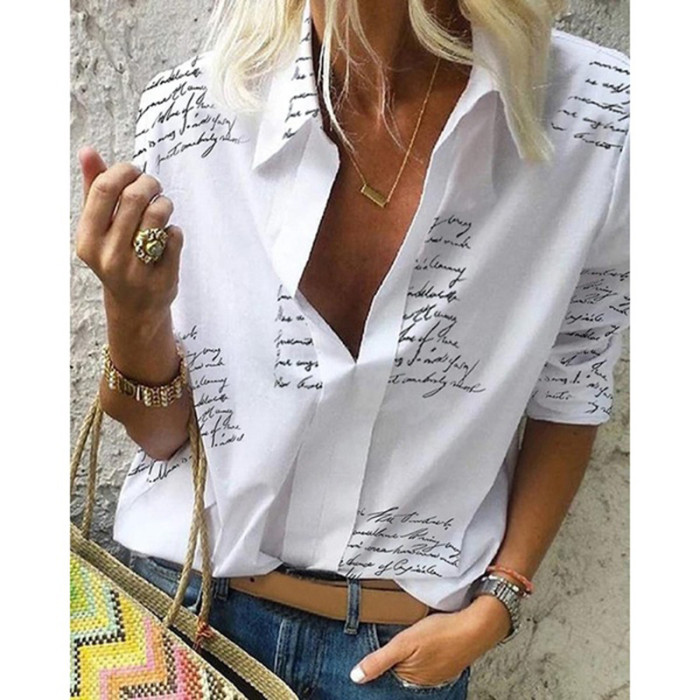 New loose-fitting printed pullover shirt top