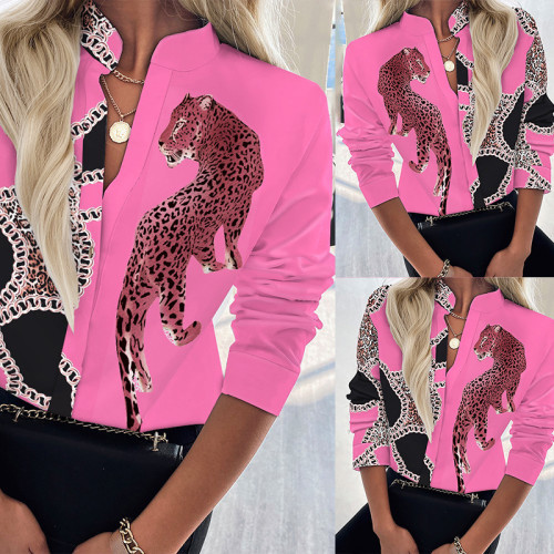 Autumn new women's printed cardigan single-breasted long-sleeved casual shirt