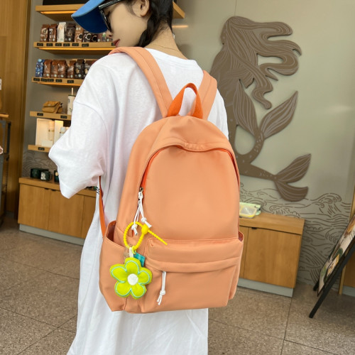New schoolbag female students simple solid colour shoulder backpack