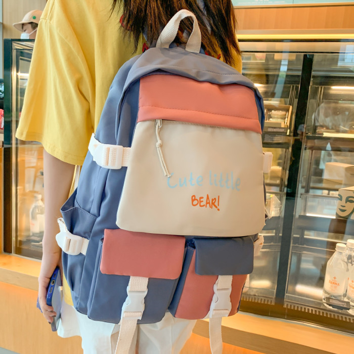 Schoolbag female clash colour college wind trend backpack shoulder bag