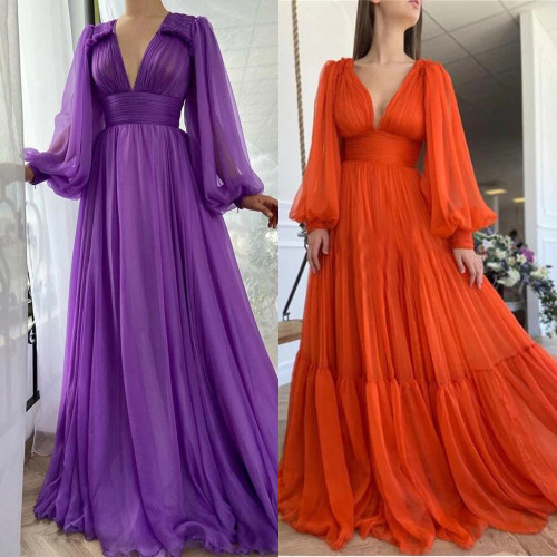 New Long Sleeve Party Dresses Long Dresses Big Swing Evening Gowns