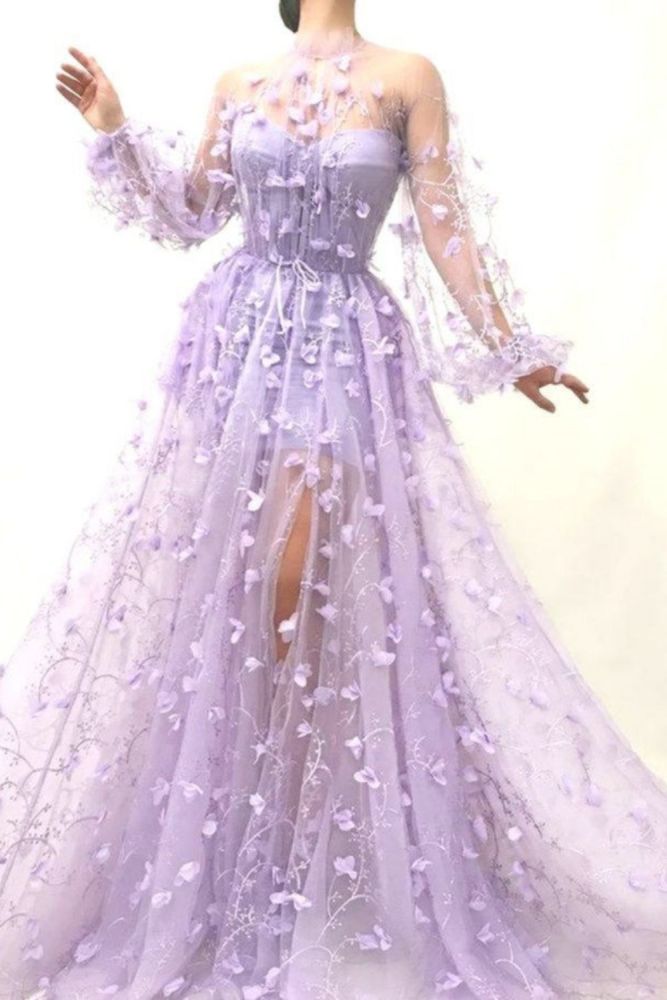 Autumn new long-sleeved dress nightclub purple mesh slim party evening dresses swing dress