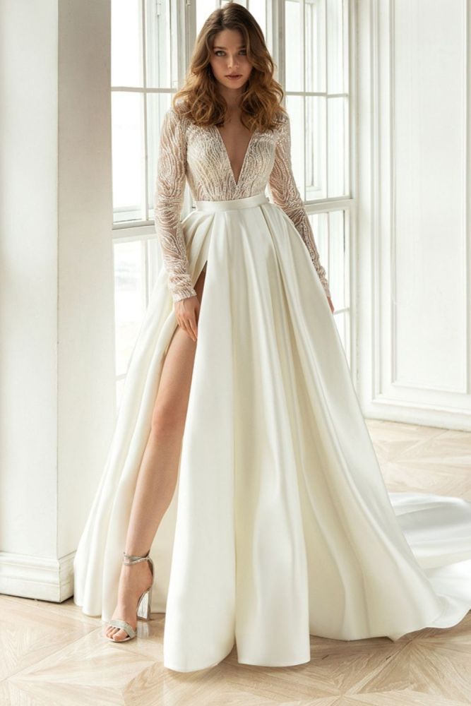New women's dresses elegant long section hot gold hollow v-neck white evening dress